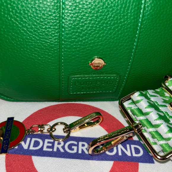 Pom Pom London Original Bag District Line Green houndstooth strap keychain NWT - Picture 5 of 11